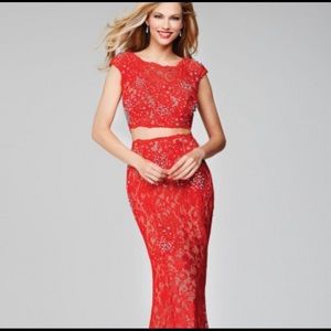 Jovani 2-piece red prom dress